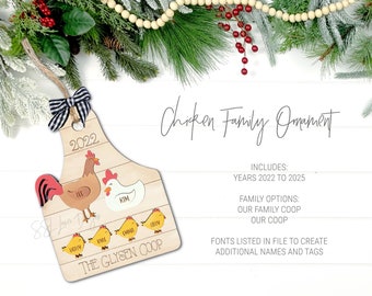 Family Chicken Christmas Ornament SVG, Chicken Ornament SVG, Chicken Christmas Ornament, Farmhouse Ornament, Christmas Ornament Svg, Chicken