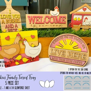 Family Chicken Tiered Tray Cut File, Chicken SVG Cut File, Farmhouse Tiered Tray, Farmhouse SVG Cut File, Farmhouse Laser Cut File
