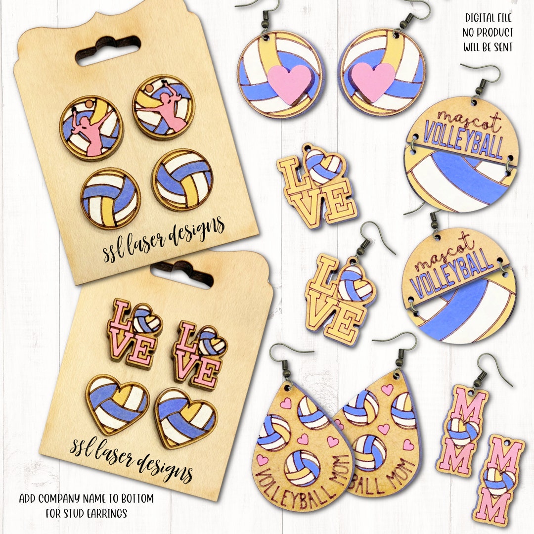 Volleyball Earrings SVG Cut File, Sports Earrings SVG Cut File