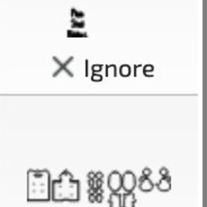 May include: A graphic design tool with four options: Engrave, Ignore, Cut, and Score. The options are displayed in a vertical list with icons next to each option. The icons are a pencil, an X, scissors, and a pencil.
