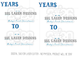 Baby's First Christmas Ornament SVG File, 26-30 Baby Ornament SVG Laser Cut File, Penguin Baby Ornament Svg File, Reindeer Baby Ornament SVG