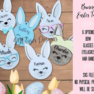 Easter Basket Tags SVG File, Easter Tag SVG  File, Easter Bunny Tag SVG File, Glowforge Easter Tags Day File, Rabbit Tags Laser Cut File