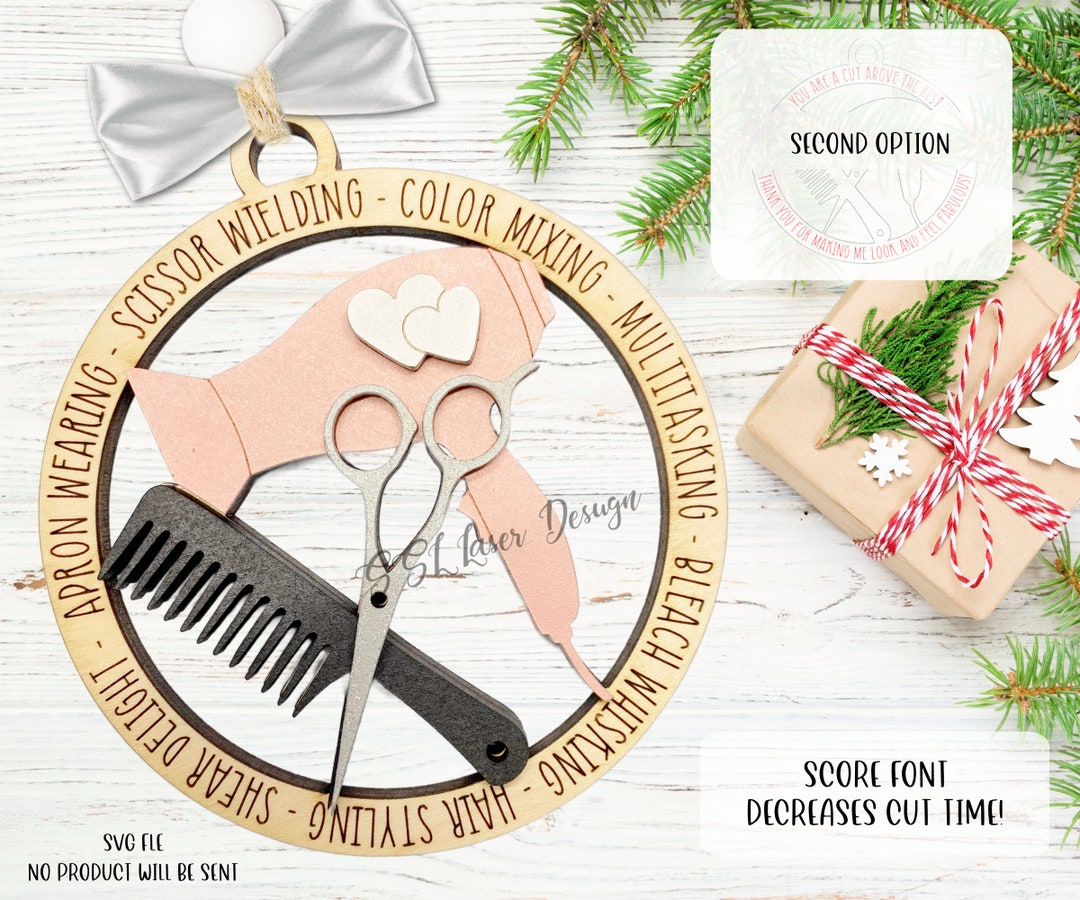 Hair Stylist Christmas Ornaments SVG File, Hair Dresser Ornaments SVG