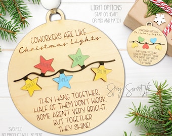 Fichier laser Svg d'ornement de Noël de collègue, fichier Svg d'ornement de Noël de travail, fichier laser SVG d'ornement de Noël de collègue de cadeau