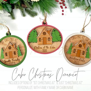 Cabin Christmas Ornament SVG File, 1ère année à notre Cabin SVG Laser Cut File, New Cabin Ornament SVG Cut File, Wilderness Ornament