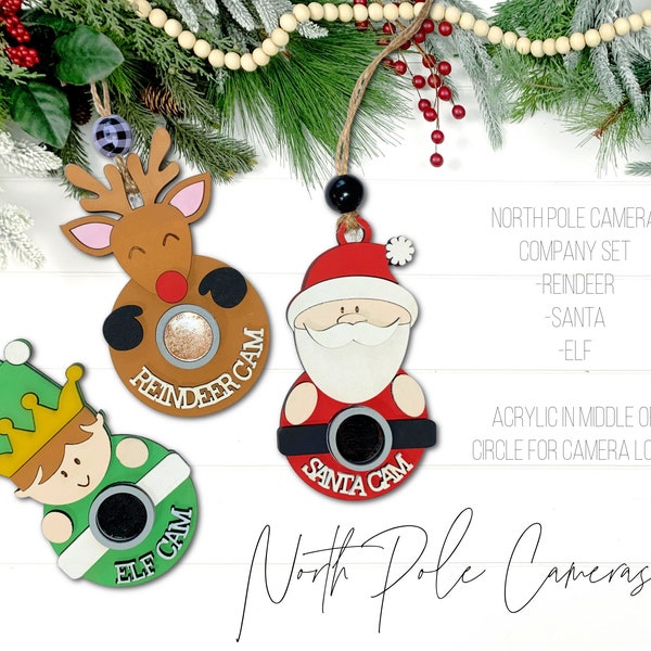 Elf Surveillance Christmas Ornament SVG, Elf Camera Christmas Ornament SVG, North Pole Camera SVG, Santa Cam Svg, Elf Cam Svg, Reindeer Cam