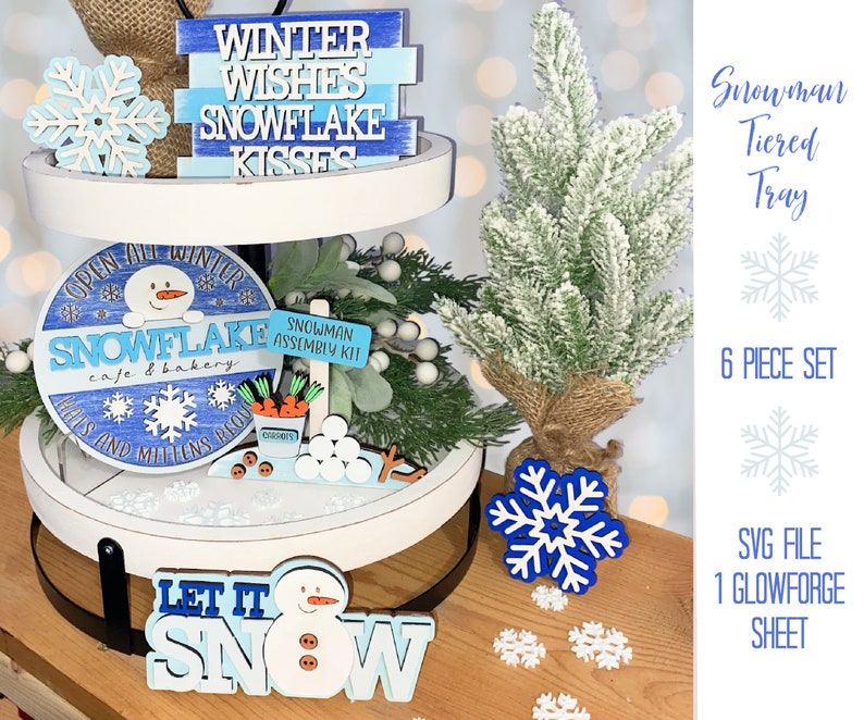 Snowman Tiered Tray SVG Winter Tiered Tray SVG January Etsy