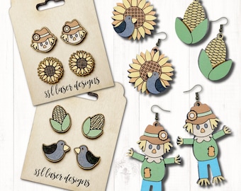 Scarecrow Earrings SVG Cut File, Fall Earrings Laser File, Scarecrow Jewelry Earrings SVG,  Halloween Earrings svg, Harvest Earrings SVG