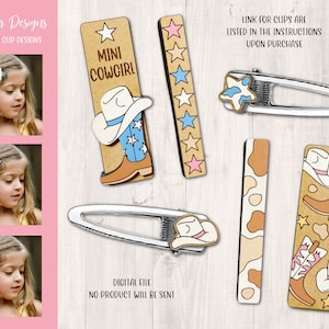Cowgirl Hair Clips SVG File, Cowgirl Hair Clips Laser SVG, Cowgirl Clips Laser File, Cowgirl Barrette Svg, Farm Hair Clip Laser Clip SVG