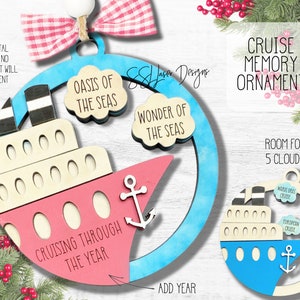Memory Cruise Weihnachtsverzierung SVG-Datei, Kreuzfahrt Weihnachtsverzierung Datei, Segeln Weihnachtsverzierung, Kreuzfahrt Ornament Laserdatei, Kreuzfahrt