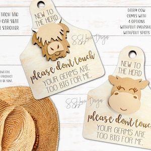 Kuh nicht berühren Baby Zeichen SVG-Datei, Baby Keim Tag SVG-Datei, Keim Tag Laser-Datei, Neugeborenen Geschenk Laser-Datei, Holz nicht berühren Tag SVG-Datei