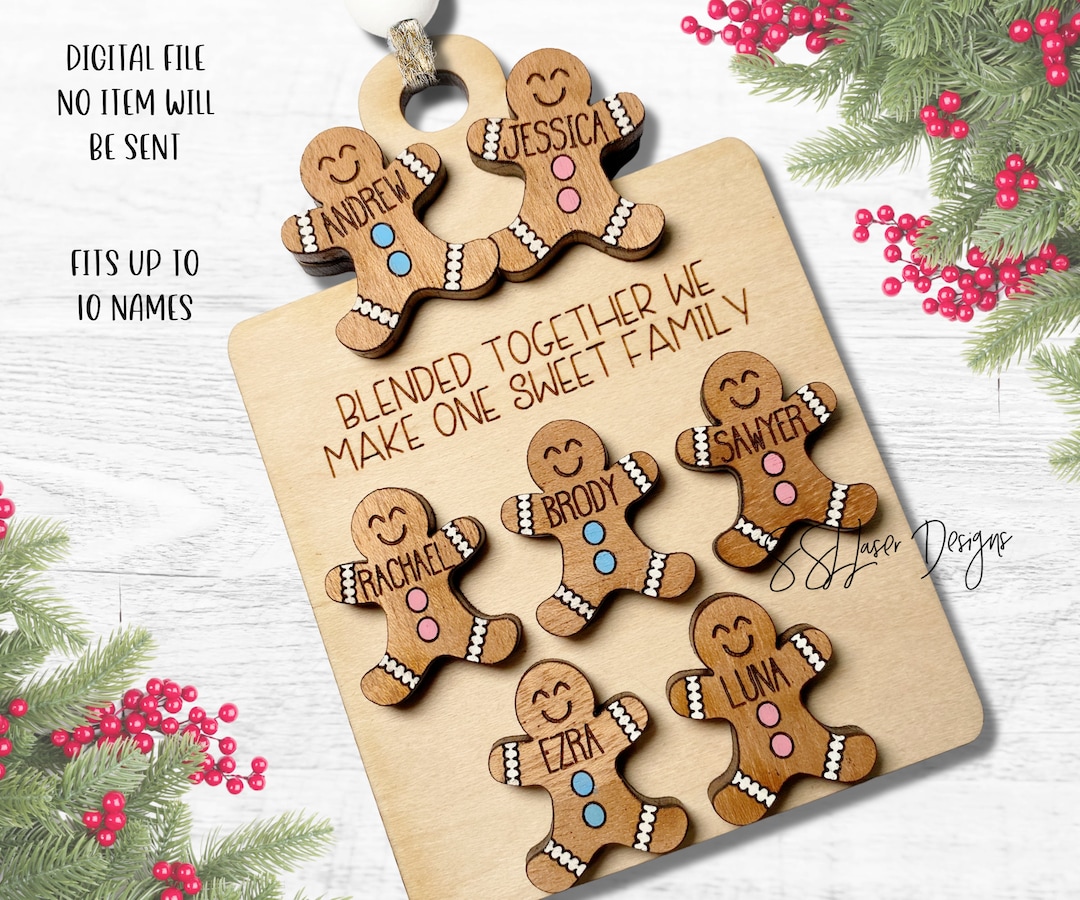 Blended Family Christmas Ornament SVG File, Blended Family Gingerbread