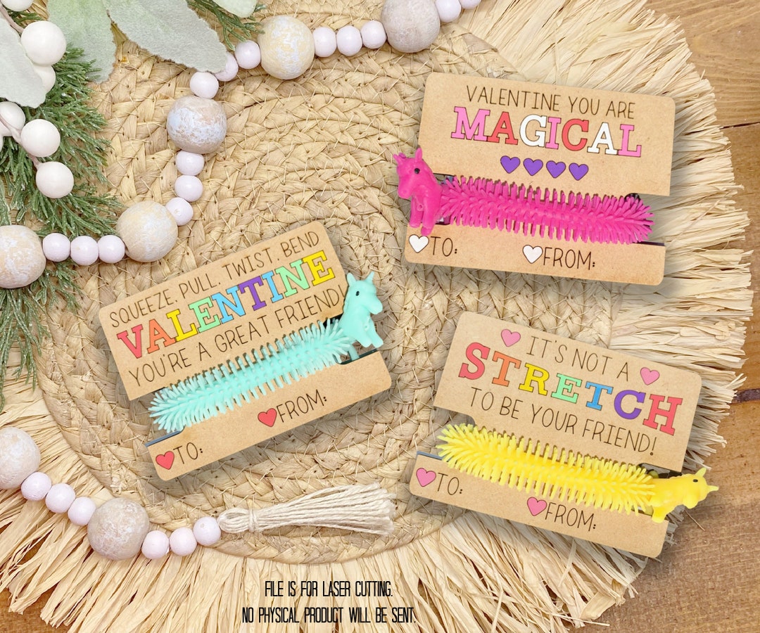 Kids Valentine Fidget Toy File, Valentine Stretch File, Unicorn ...