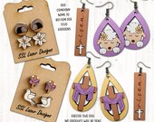 Jesus Easter Earrings SVG Cut File, Relgious SVG File Earrings,  Easter Jewelry  SVG File, Religious Easter Stud Earrings Glowforge