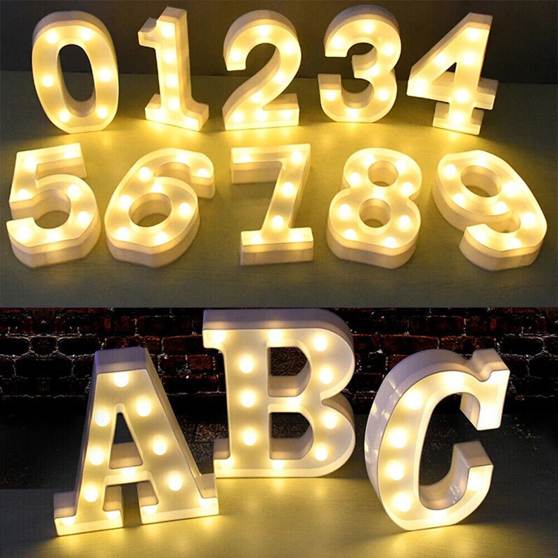 Large LED Light up Alphabet Letters Plastic Numbers Standing Etsy UK