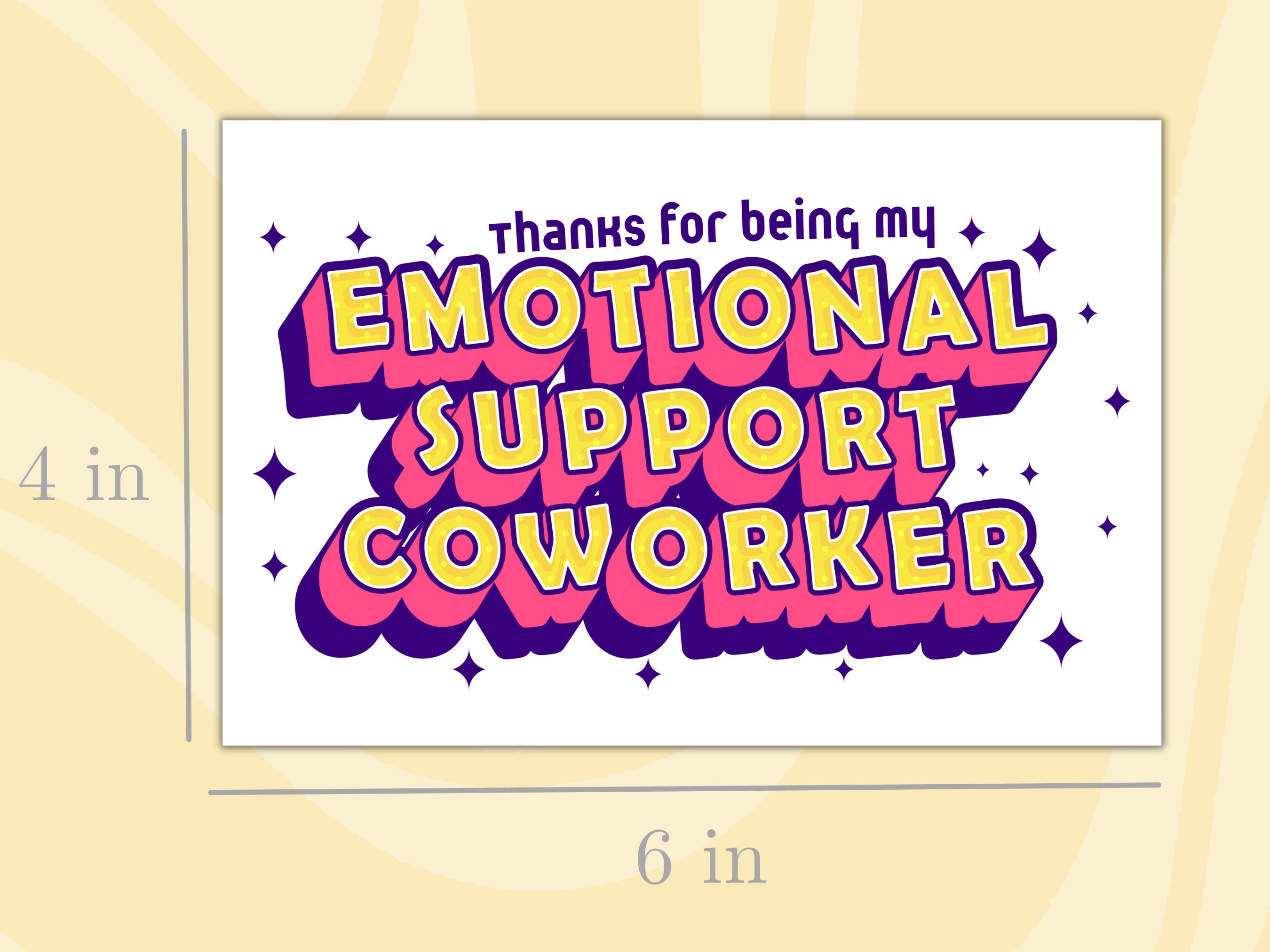 Coworker Card | Emotional Support Coworker | Thank You Card for Coworker,  Colleague, Work Friend