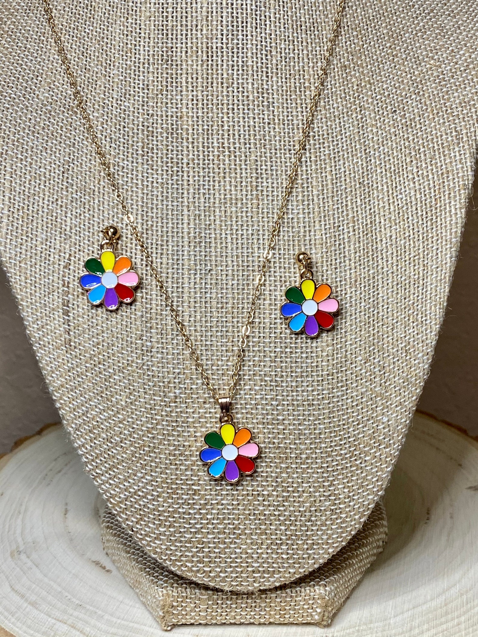 Daisy Flower Earring and Necklace Gift Set Valentines Gift Etsy