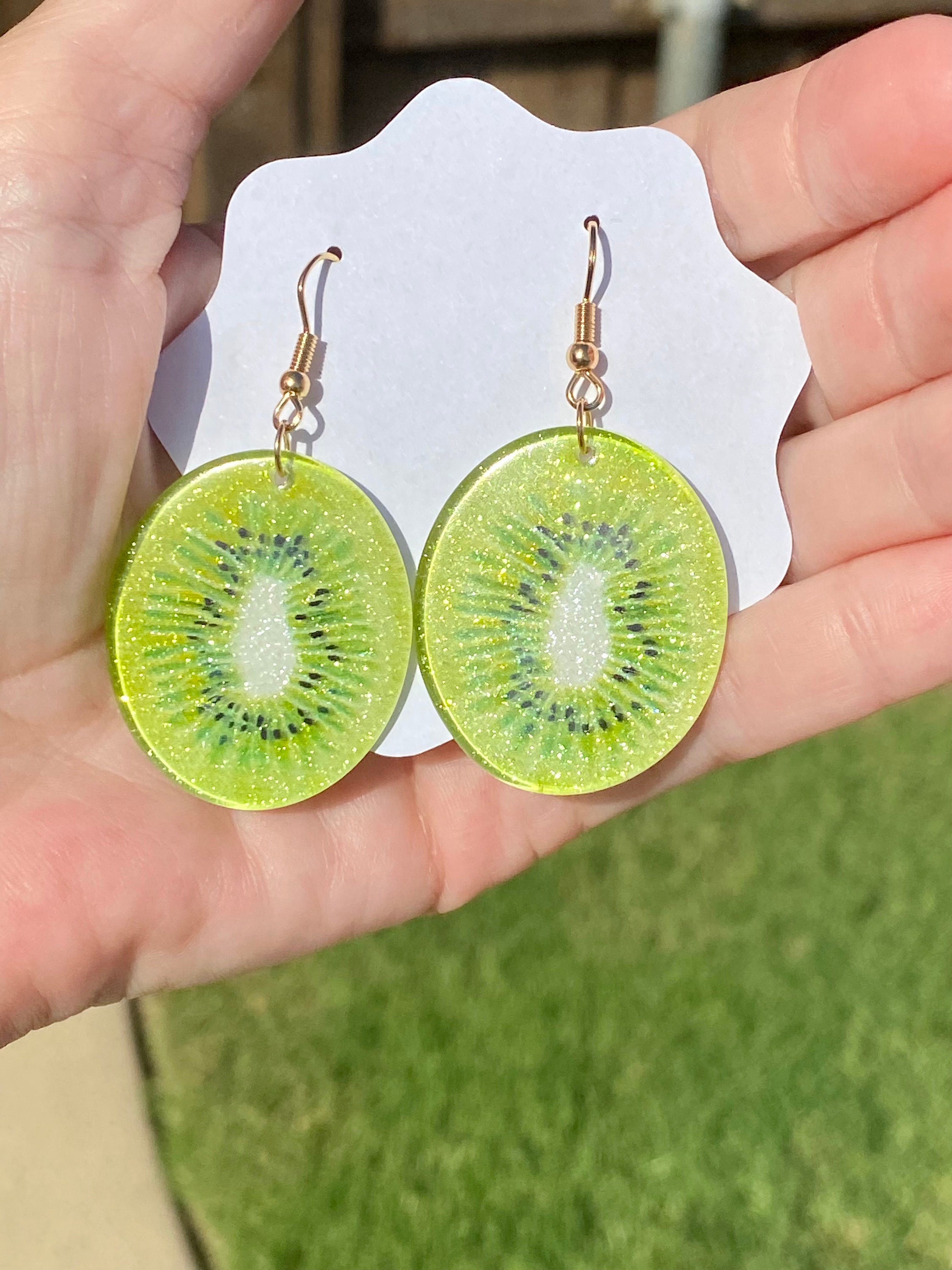 Kiwi Fruit Earrings, Glitter, Kuwaii Fruit Earrings, Harry Styles Con…