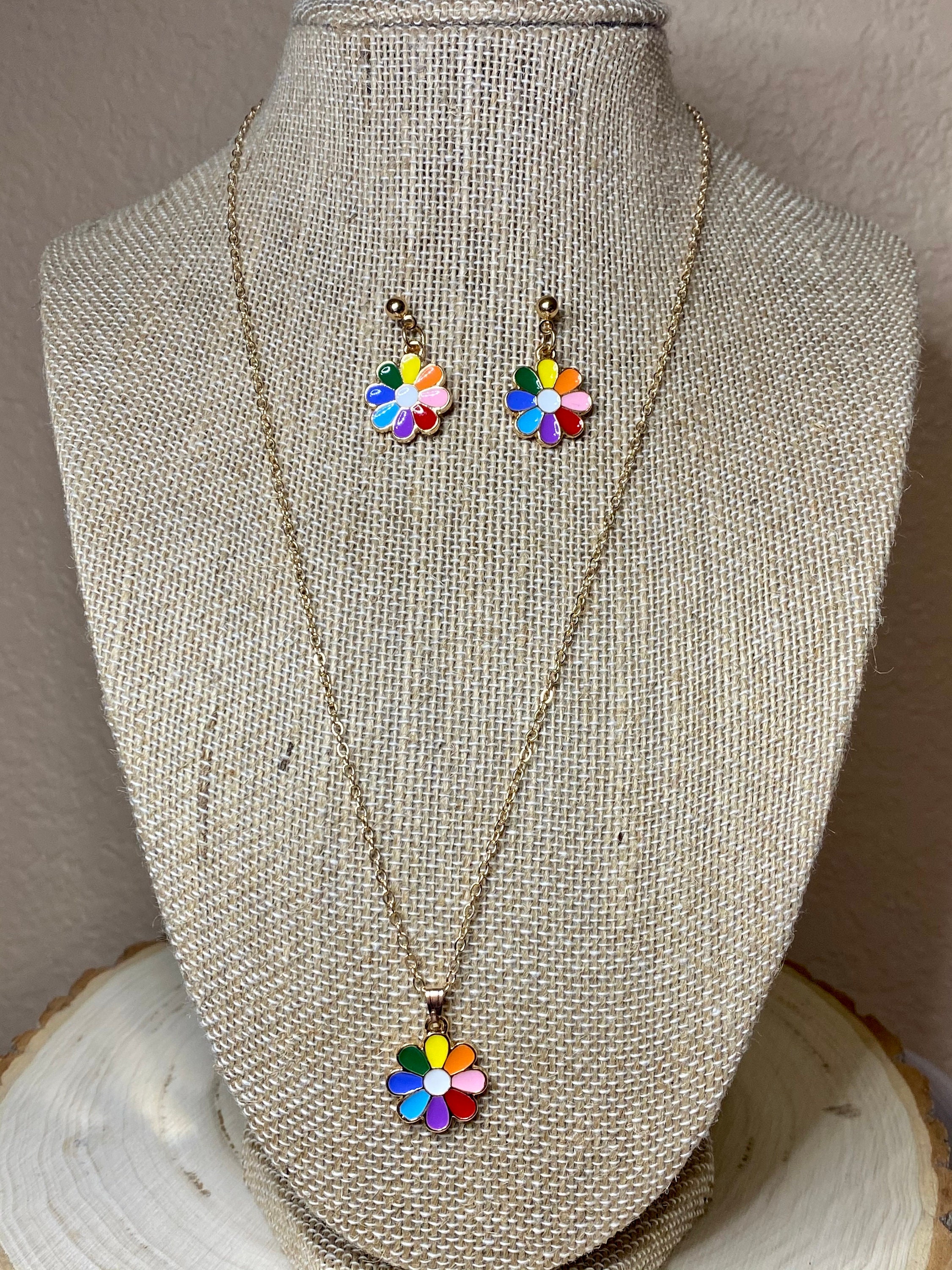 Daisy Flower Earring and Necklace Gift Set Valentines Gift Etsy