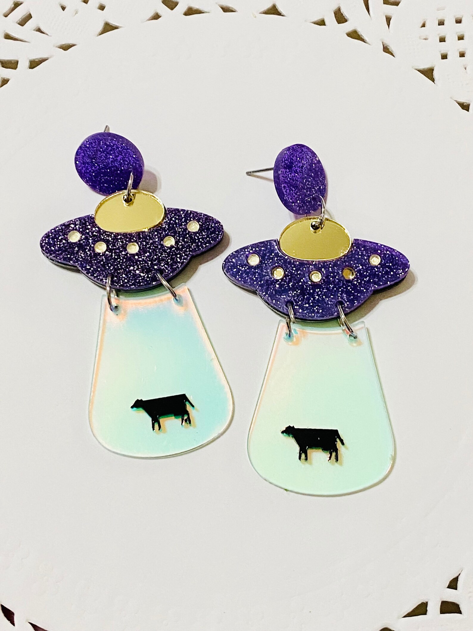 Ufo cow earrings Clearance