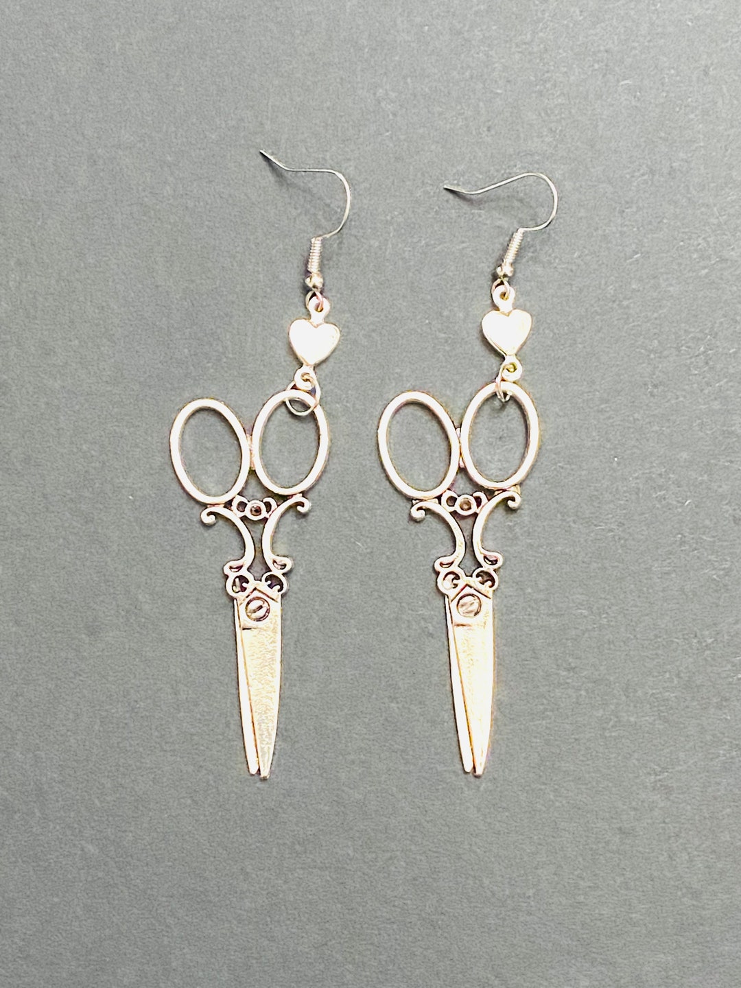 Scissor Earrings, Hair Dresser Earrings, Antiqued Silver, Birthday Gift, Concert Festival