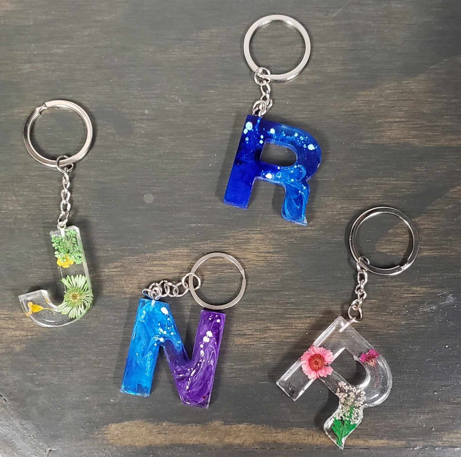 Letter Resin Keychain Letter Keychain Resin Art Etsy