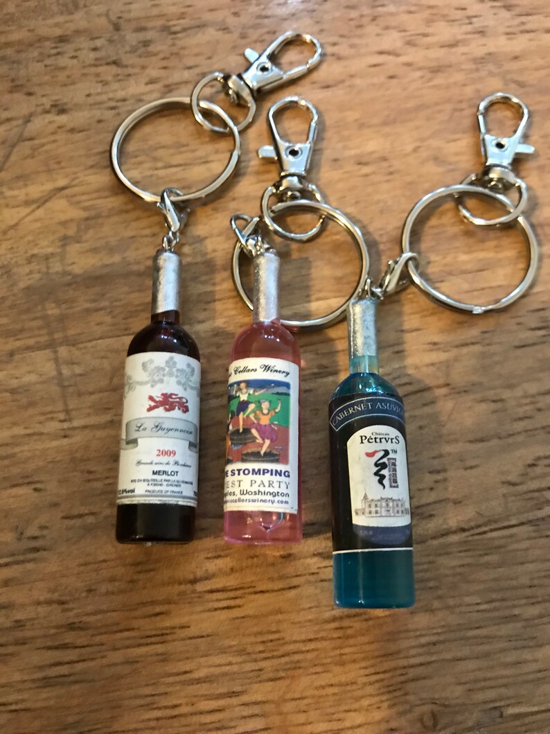Miniature Wine Bottle Keyring/ Keychain. Excellent Quality Etsy