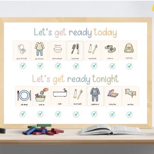 Tablero matutino, Gráfico de hoy, Calendario infantil, Gráfico de tareas, Preparación, Montessori, Educación en el hogar, Educativo, Opción de idioma