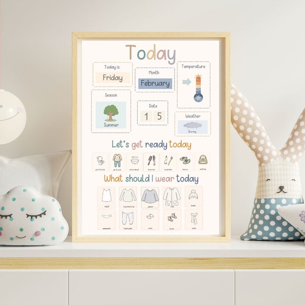 Morning Board | Circle Time | Today Chart |  | Weather Chart | GETTING READY| What to wear | Montessori | Homeschool | Educational |