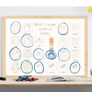 Tablón matutino / QUÉ VESTIR PARA LA ESCUELA / Calendario infantil / Montessori / Educación en casa / Autismo
