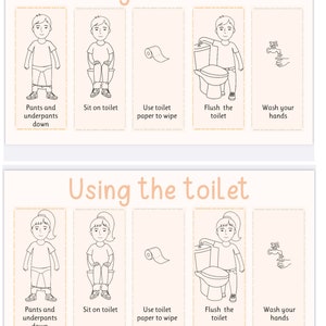 Visuelles Badezimmer Toiletten-Töpfchentraining für Kinder | Autismus | Bild Mitteilung | Kindergarten | Hausschule | Montessori | Lehrreich