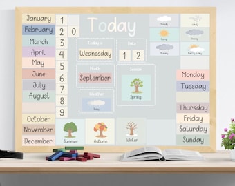 Morning Board | Circle Time | Today Chart | Children’s Calendar | Weather Chart | Montessori | Homeschool | Educational | language option