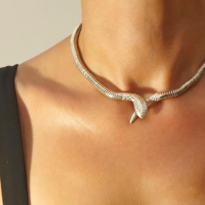 Silver - Gold Snake Choker: Medusa Serpent Necklace