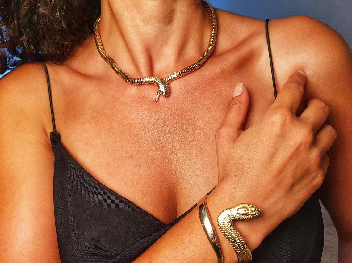 Gold Snake Necklace Choker for Women / Adjustable Snake Medusa Etsy