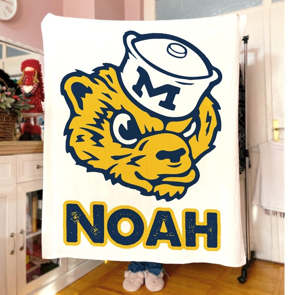 Bed Party Blanket, Personalized NCAA College Dorm Blanket for Boys and Girls - Custom Name and Logo