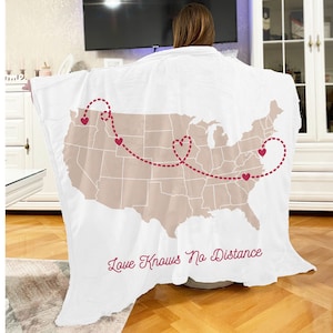 Long Distance Gift, Gift for Boyfriend, Friendship Gift, Map Locations Blanket for Mom, Relationship Gift