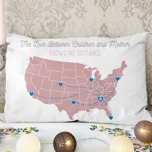 Custom States, Long Distance Family Pillow Gift, Unique Present for Mom, Christmas Gift for Parents, Gift for Grandma