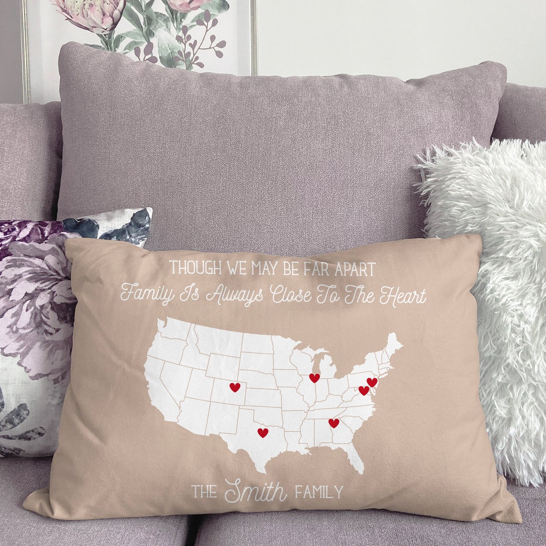 Custom Map Locations Pillow Long Distance Gift for Family and Etsy
