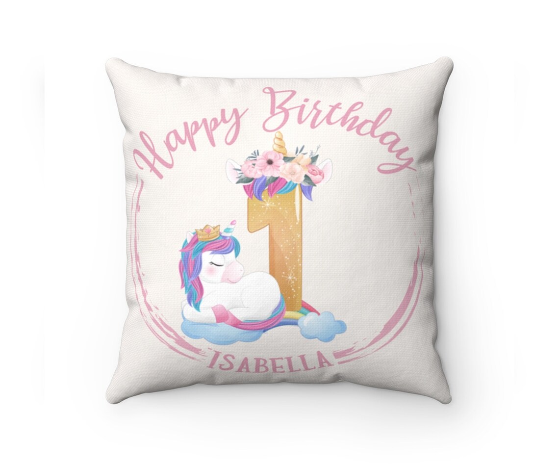 Personalized Baby Girl First Birthday Pillow Gift Custom Name Etsy