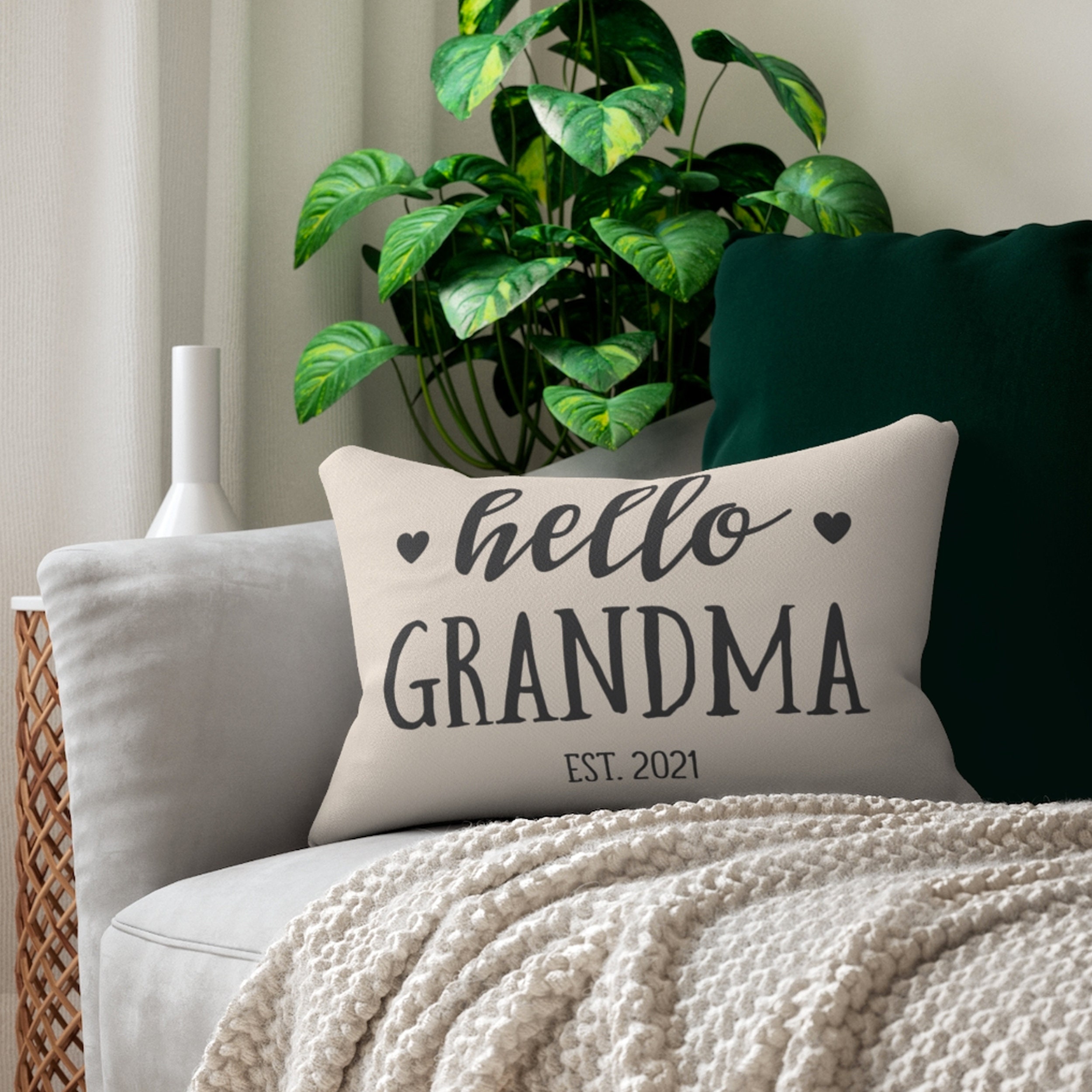 Personalized Hello Grandma Throw Pillow 2021 Pregnancy Reveal Etsy