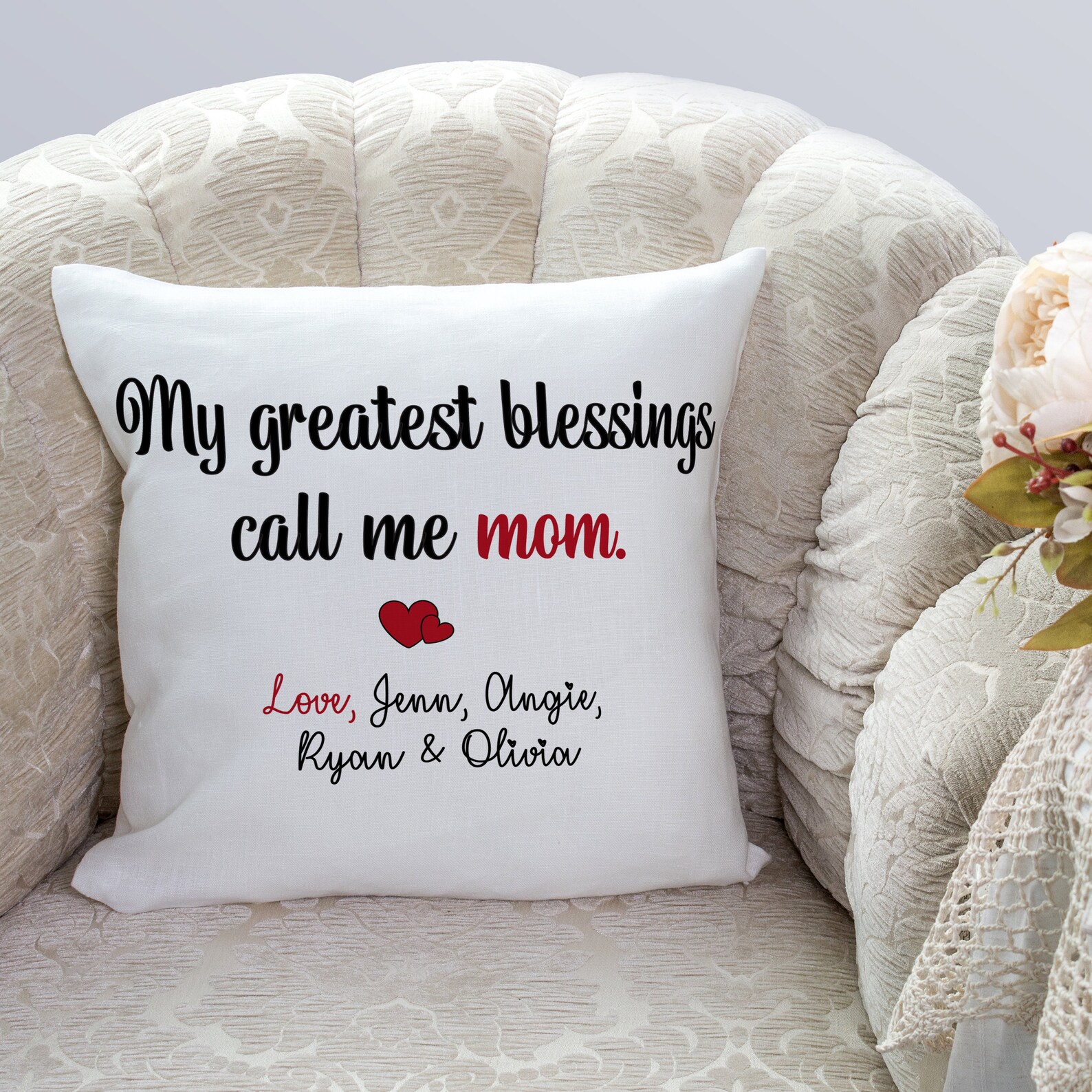 Happy Mother's Day Throw Pillow Mom Children Gift Etsy