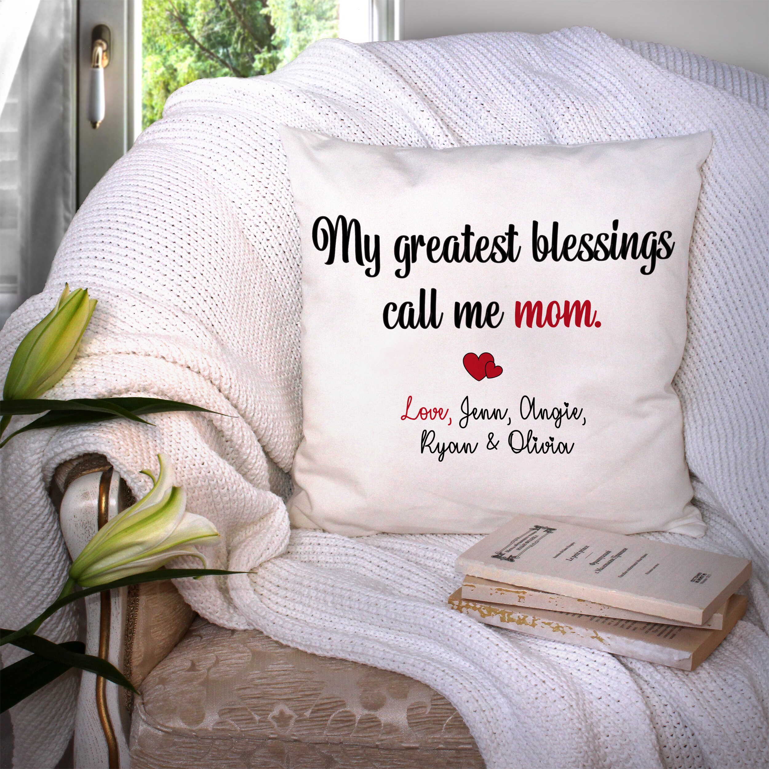 Happy Mother's Day Throw Pillow Mom Children Gift Etsy