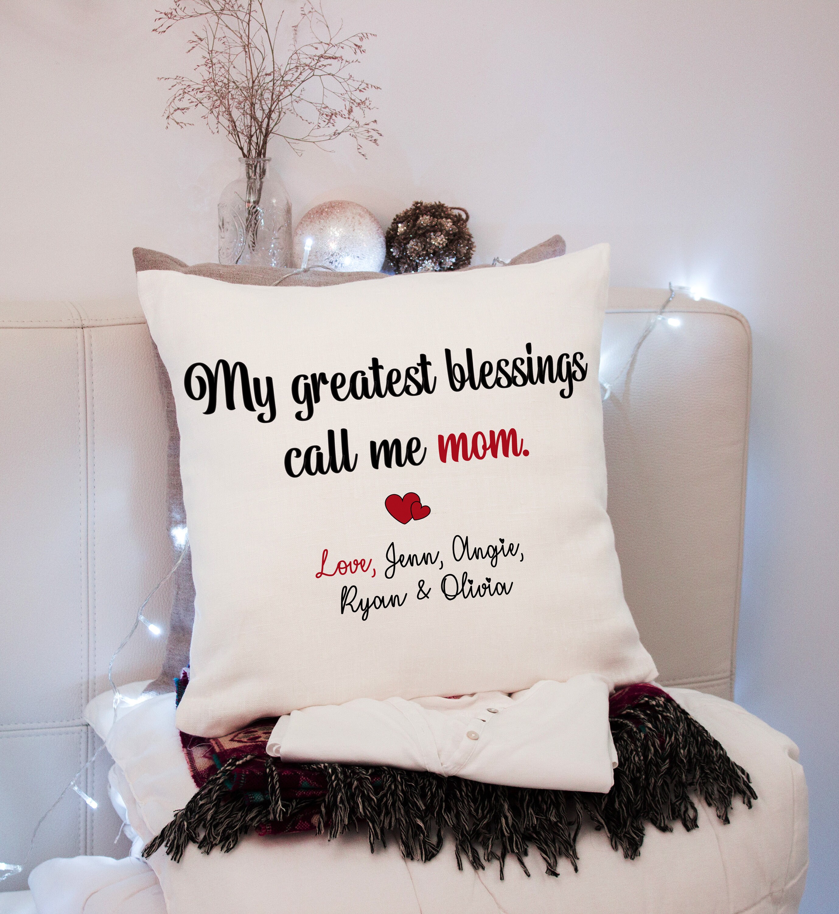 Happy Mother's Day Throw Pillow Mom Children Gift Etsy