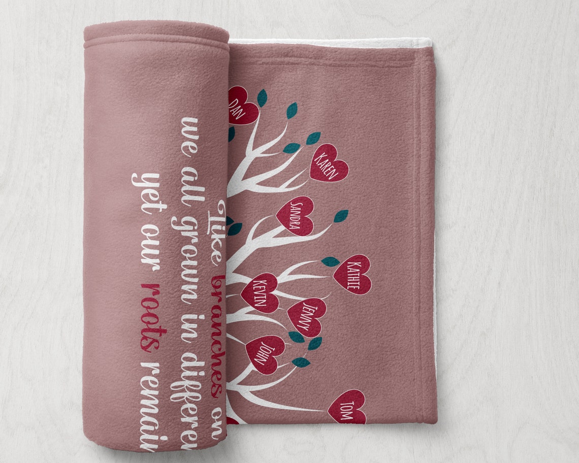 Family Tree Throw Blanket Long Distance Gift For Mom Names Etsy