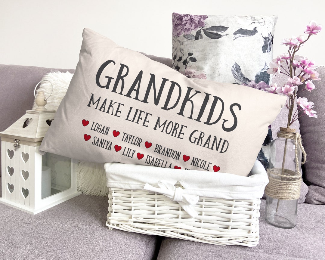 Personalized Pillow for Grandma and Grandpa, Grandchildren Names Throw ...