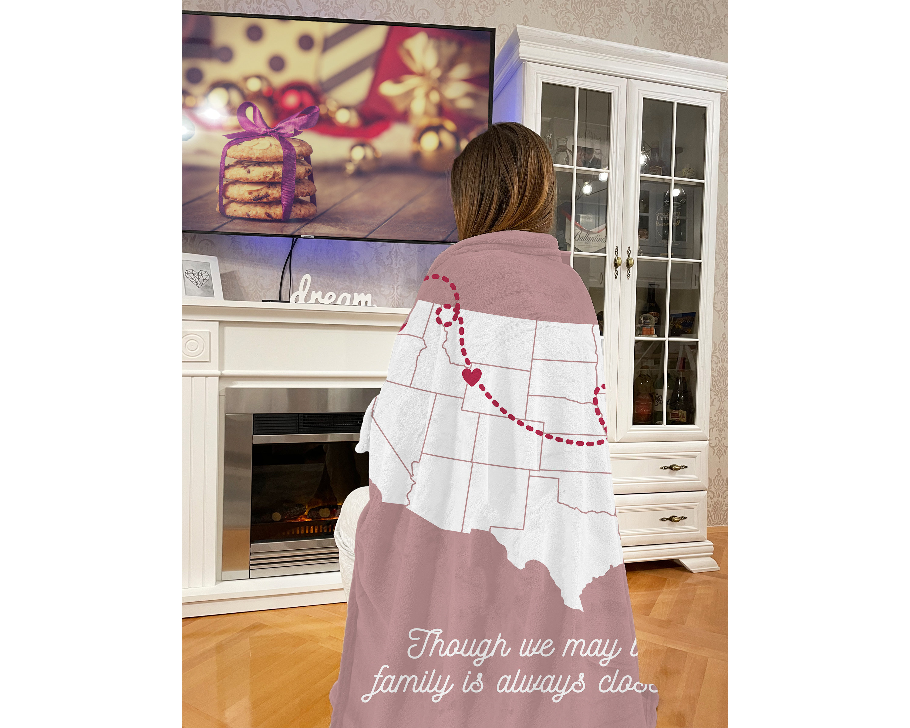 Long Distance Family Gift, Personalized Blanket for Mom, Custom State to State, Multiple States Custom Blanket Family Gift, Christmas Gift