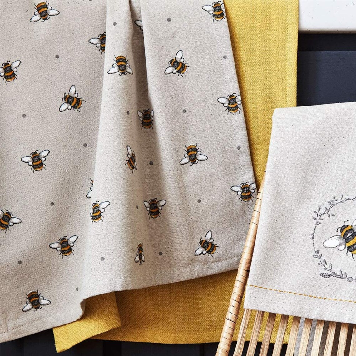 Bumble Bee Tea Towel Set 3 Pack Organic Tea Towel Gift Etsy