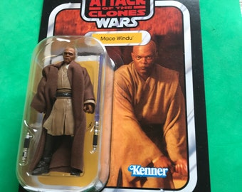 Star wars attack of the clone wars Mace Windu action figure.