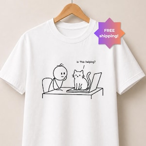 Funny Cat IT Support T-Shirt, Programmer Humor Tee, Minimalist Cat Shirt