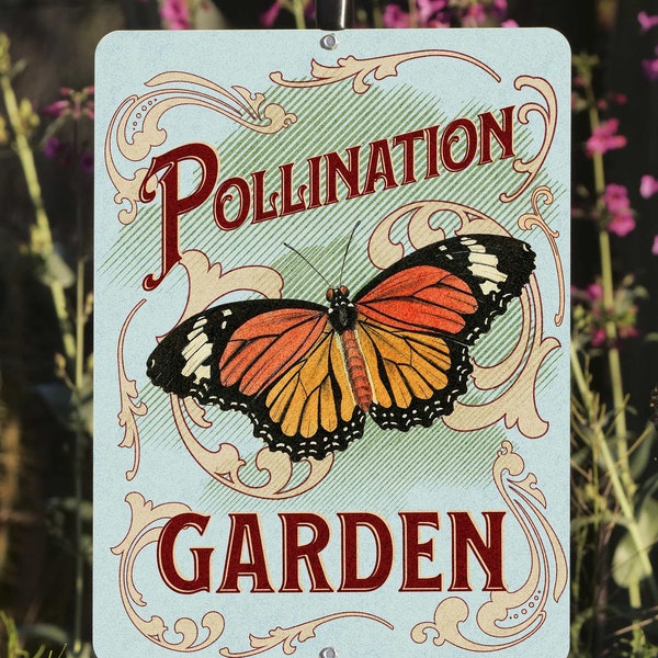 Pollinator Garden Yard Sign, Garden Sign with Aluminum Stake. Pollinator Sign, Hummingbird yard decor.